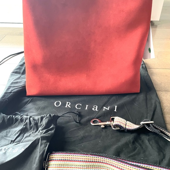 NWT Orciani Suede Tote Orange - Picture 5 of 11